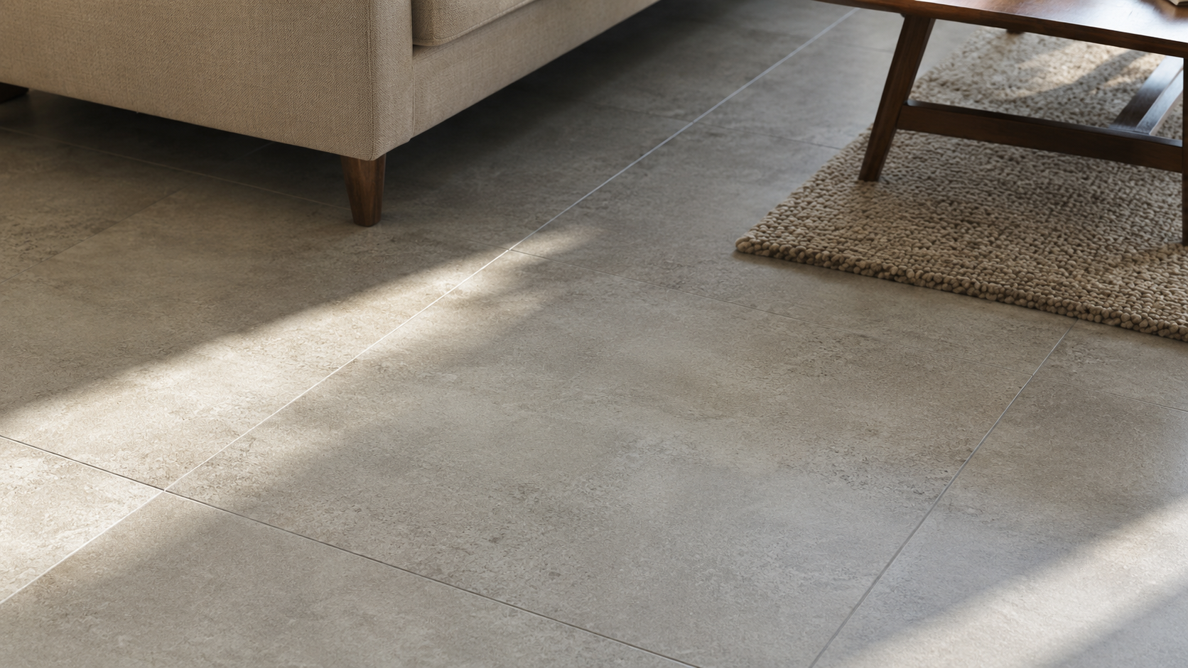 Sol en carrelage grand format dans un salon